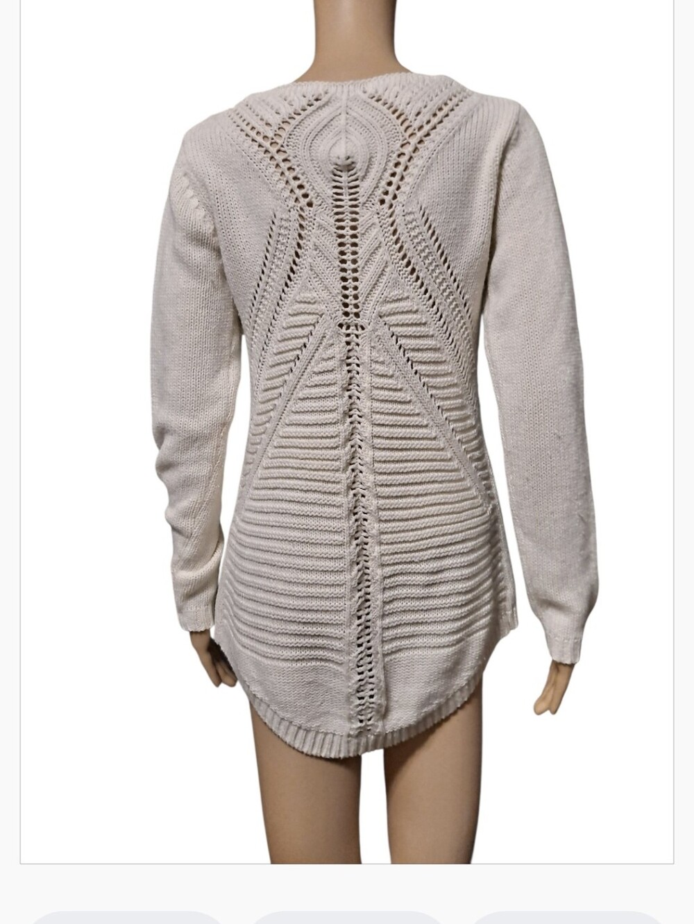 Say What? Cream V-Neck Knit Sweater With Back Detailing